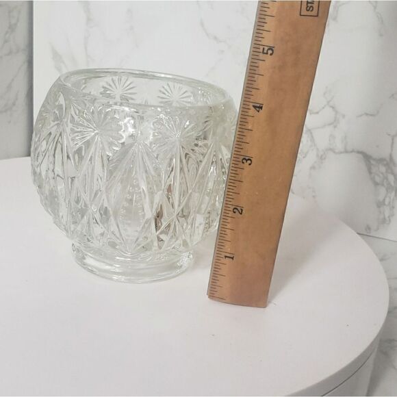 VINTAGE AVON Diamond Cut Crystal Clear Glass Bowl Decor Candle Dish - Picture 4 of 7